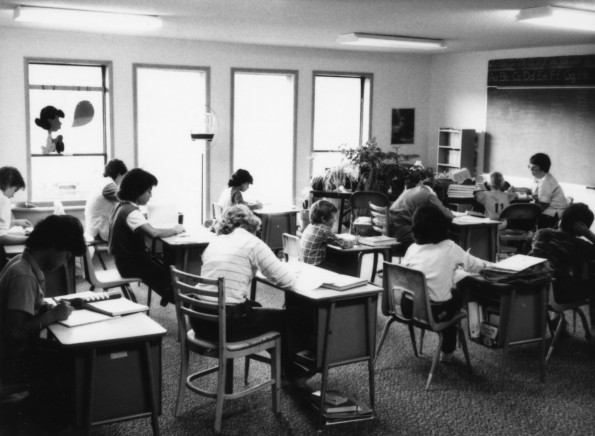 Janet Wood with her class in 1984