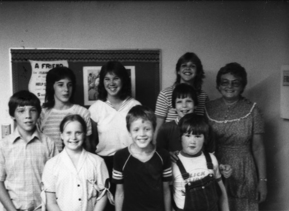 Norma Wolter with her students at B. J. Rowland Adventist School in 1984