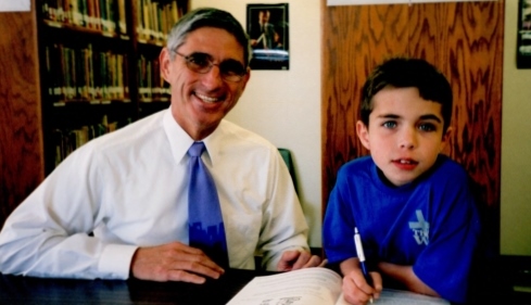 Pastor Hall volunteering at the school ca. 2003